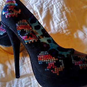 Iron Fist Digital Skull Platform Heels